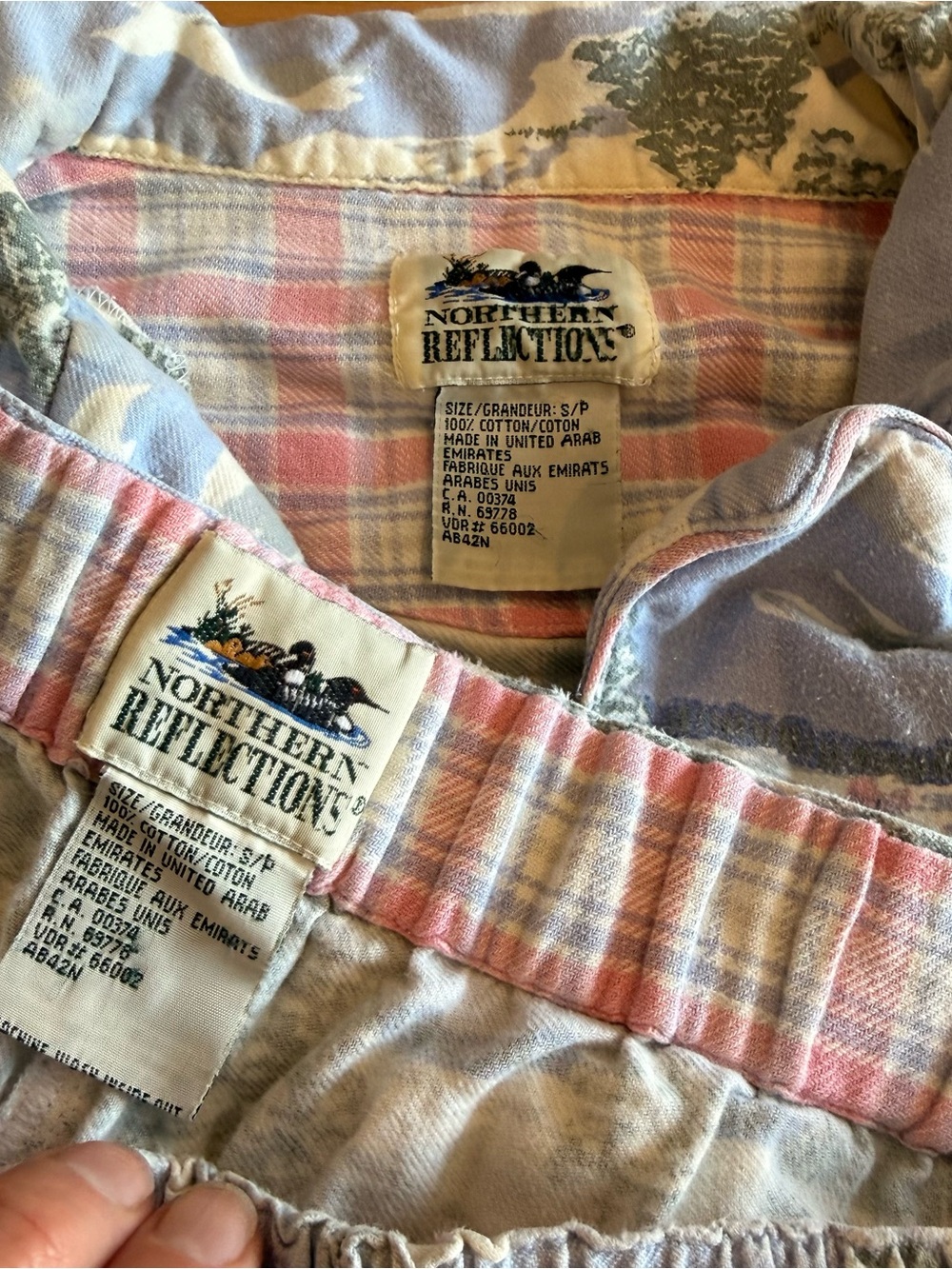 Vintage Northern Reflections Pastel Plaid Cotton Pajama Set in Pink & Blue